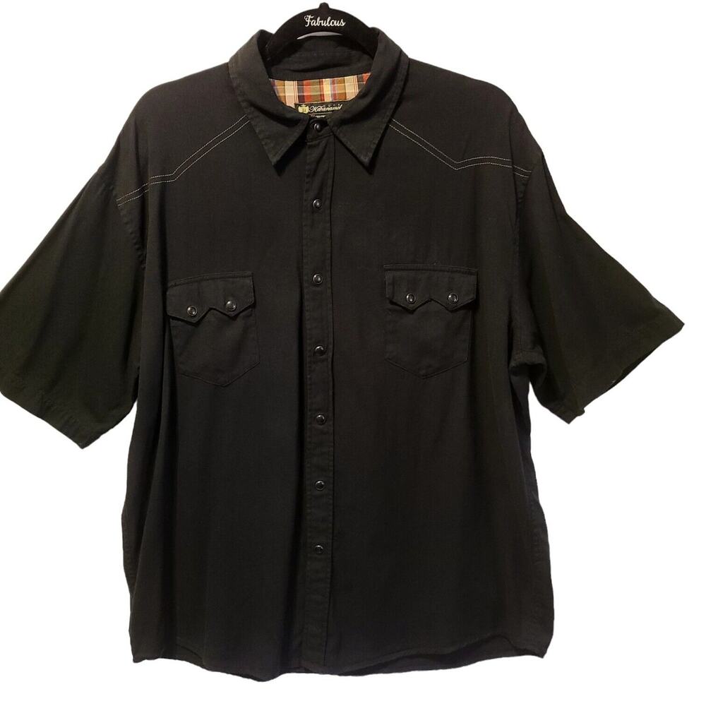 Duke Kahanamoku Men's Black Shirt Sz L Snap Buttons Bamboo Cowboy Grandpa‎ core